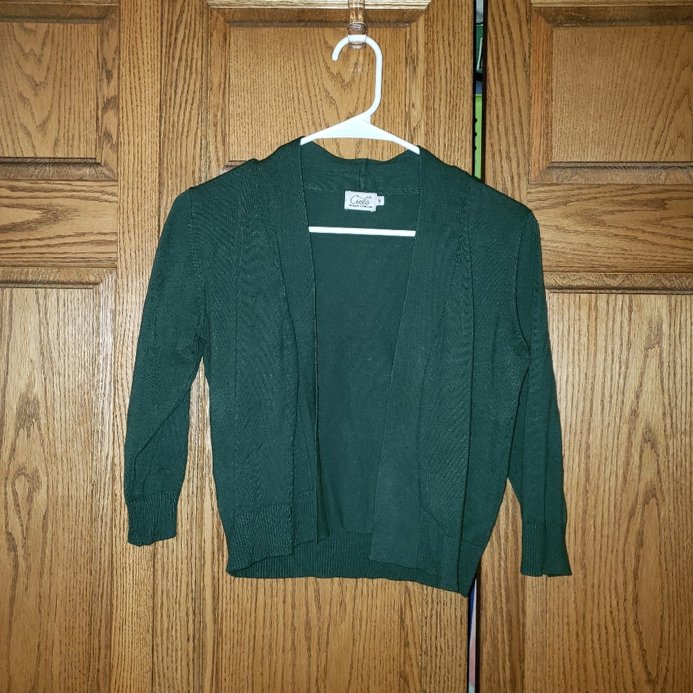 Green Crop Cardigan.